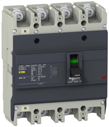 Автоматический выключатель EZC250 36 кА/415В 4П3Т 63 A | код. EZC250H4063 | Schneider Electric 